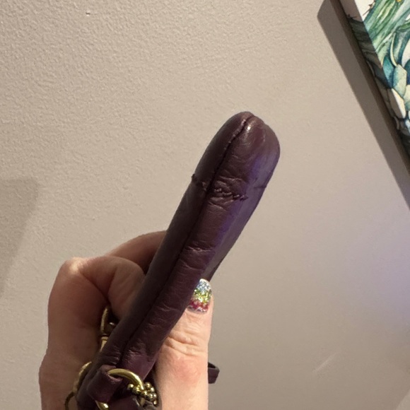 Coach Burgundy Leather Wristlet with Gold Accents - Picture 6 of 9